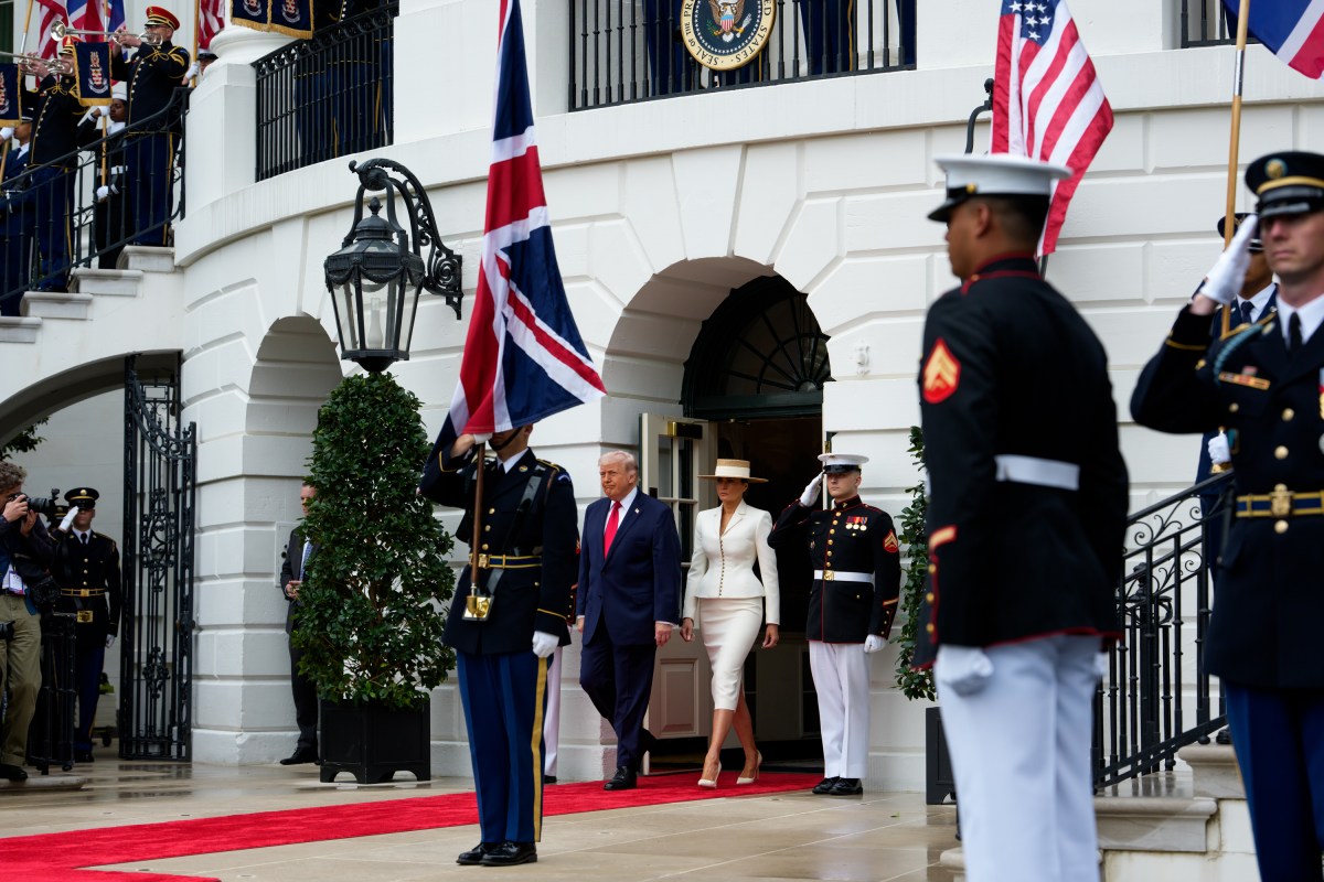 President Donald J. Trump and First Lady Melania Trump greet King Charles III and Queen Camilla of the United Kingdom at the South Portico during a State Arrival ceremony, Tuesday, April 28, 2026. (Official White House Photo by Andrea Hanks)