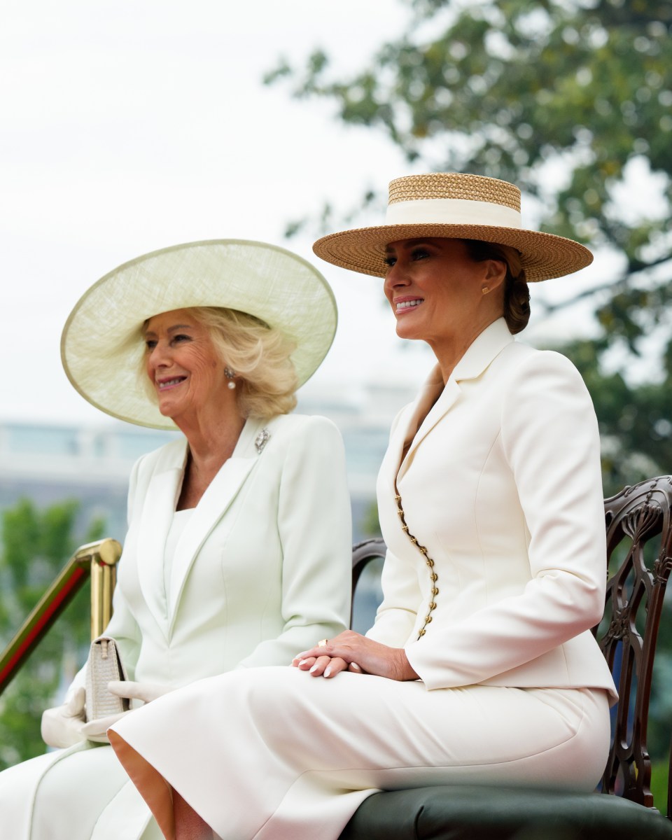 President Donald J. Trump and First Lady Melania Trump greet King Charles III and Queen Camilla of the United Kingdom at the South Portico during a State Arrival ceremony, Tuesday, April 28, 2026. (Official White House Photo by Andrea Hanks)