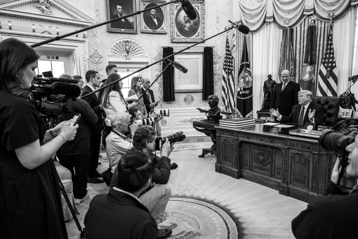 President Donald J. Trump answers questions from members of the media after signing an Executive Order limiting mail-in voting, Tuesday, March 31, 2026, in the Oval Office. (Official White House Photo by Joyce N. Boghosian)