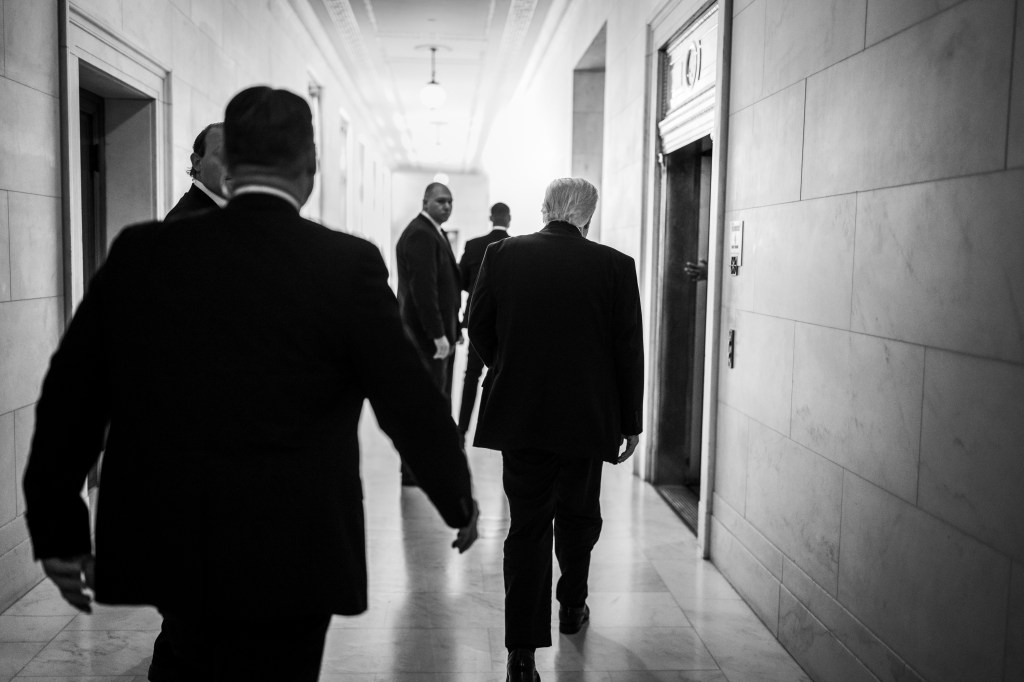 President Donald J. Trump departs the Supreme Court after attending oral arguments in the landmark birthright citizenship case, Wednesday, April 1, 2026. (Official White House Photo by Daniel Torok)
