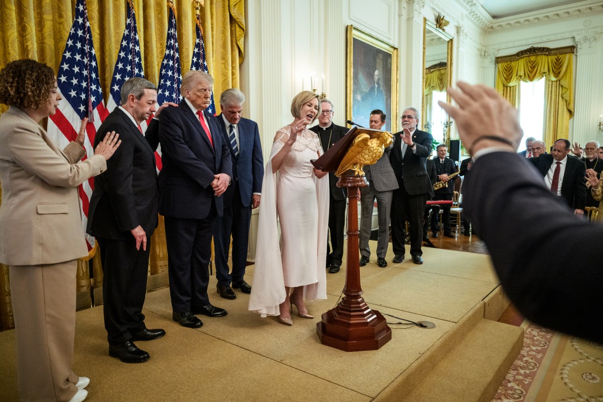 Pastor Paula White delivers remarks in the East Room of the White House at a Faith Office Easter lunch, Wednesday, April 1, 2026. (Official White House Photo by Joyce N. Boghosian)
