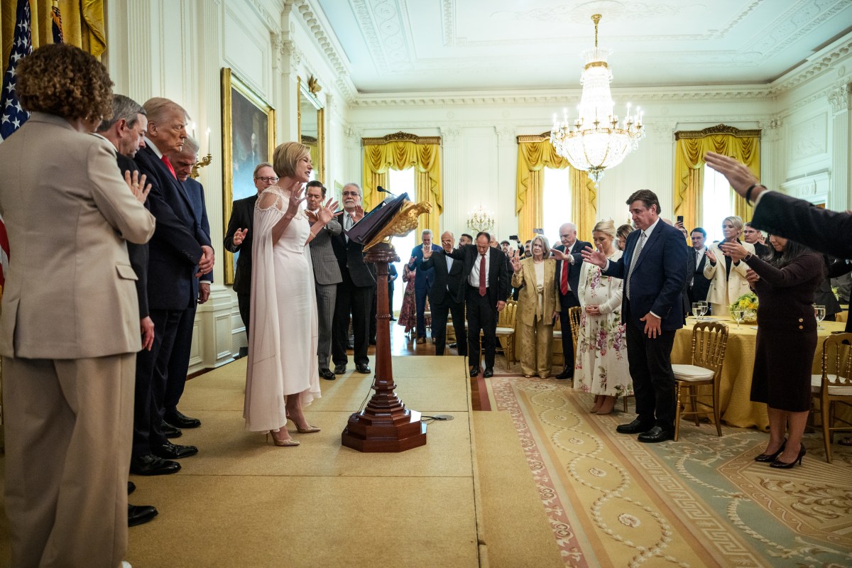 Pastor Paula White delivers remarks in the East Room of the White House at a Faith Office Easter lunch, Wednesday, April 1, 2026. (Official White House Photo by Joyce N. Boghosian)