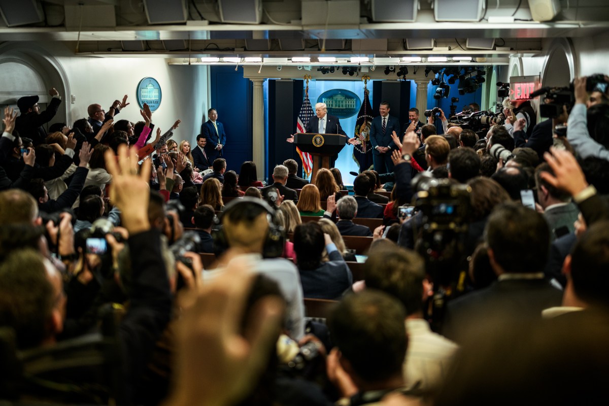 President Donald J. Trump updates members of the media on the rescue of missing U.S. airmen in Iran, Monday, April 6, 2026, at the James S. Brady Press Briefing Room of the White House. (Official White House Photo by Daniel Torok)