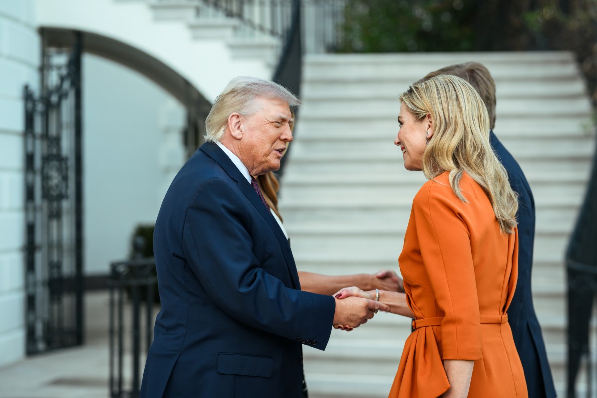 President Donald J. Trump and First Lady Melania Trump greet King Willem-Alexander and Queen Maxima of the Netherlands, Monday, April 13, 2026, at the South Portico of the White House. (Official White House Photo by Daniel Torok)