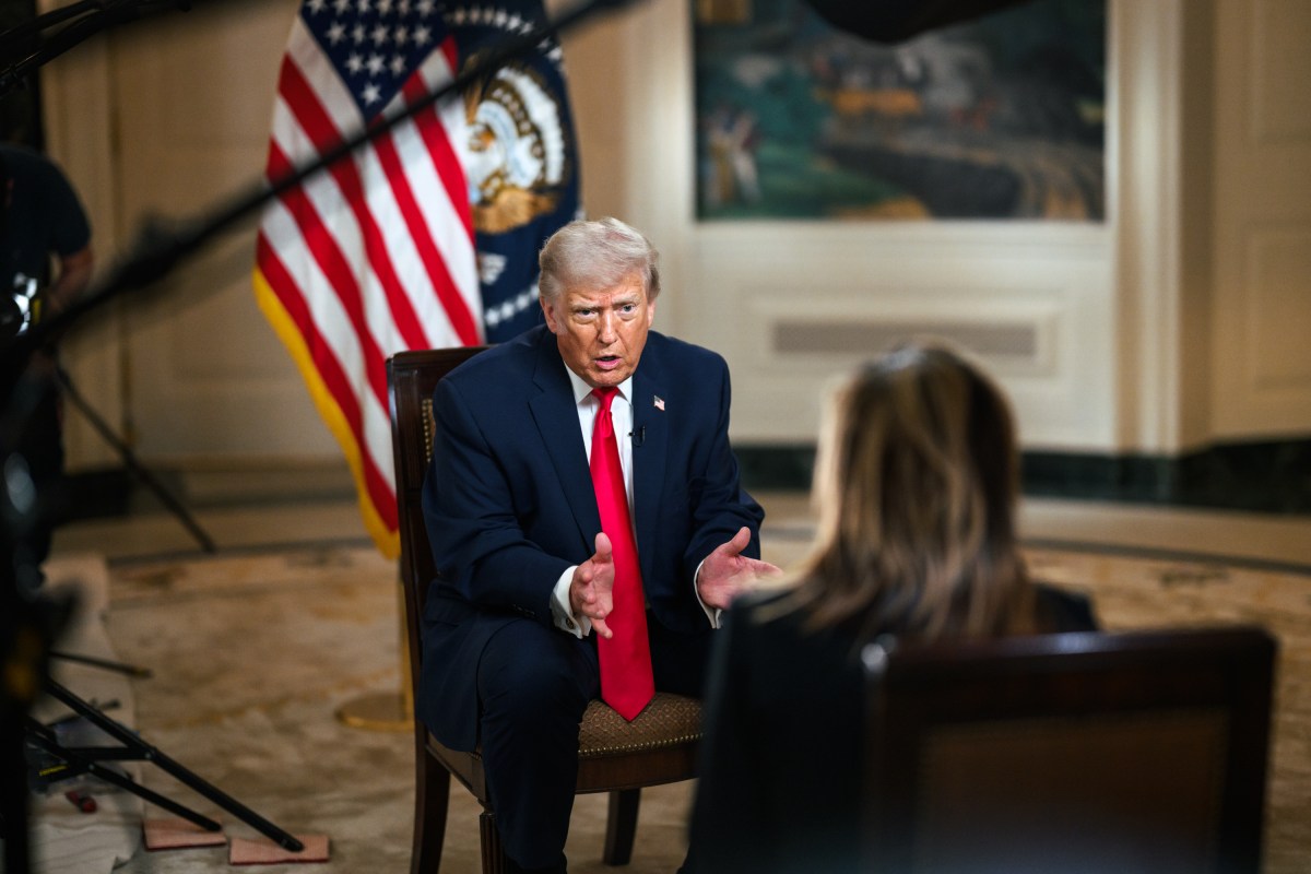 President Donald J. Trump participates in an interview with Fox’s Maria Bartiromo, Tuesday, April 14, 2026, in the Diplomatic Reception Room at the White House. (Official White House Photo by Joyce N. Boghosian)