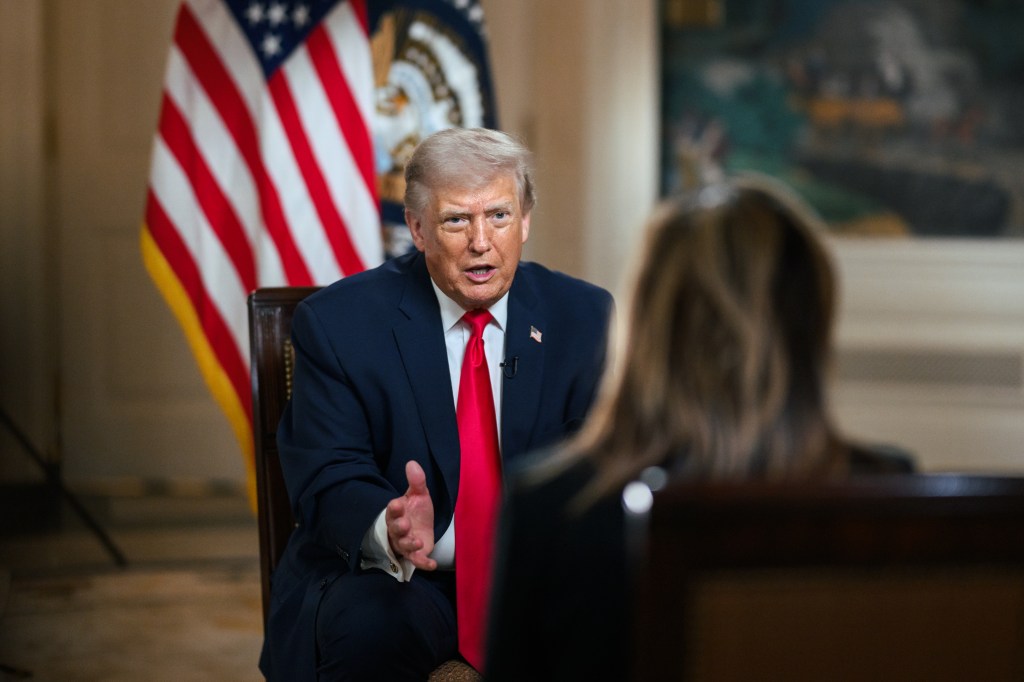 President Donald J. Trump participates in an interview with Fox’s Maria Bartiromo, Tuesday, April 14, 2026, in the Diplomatic Reception Room at the White House. (Official White House Photo by Joyce N. Boghosian)