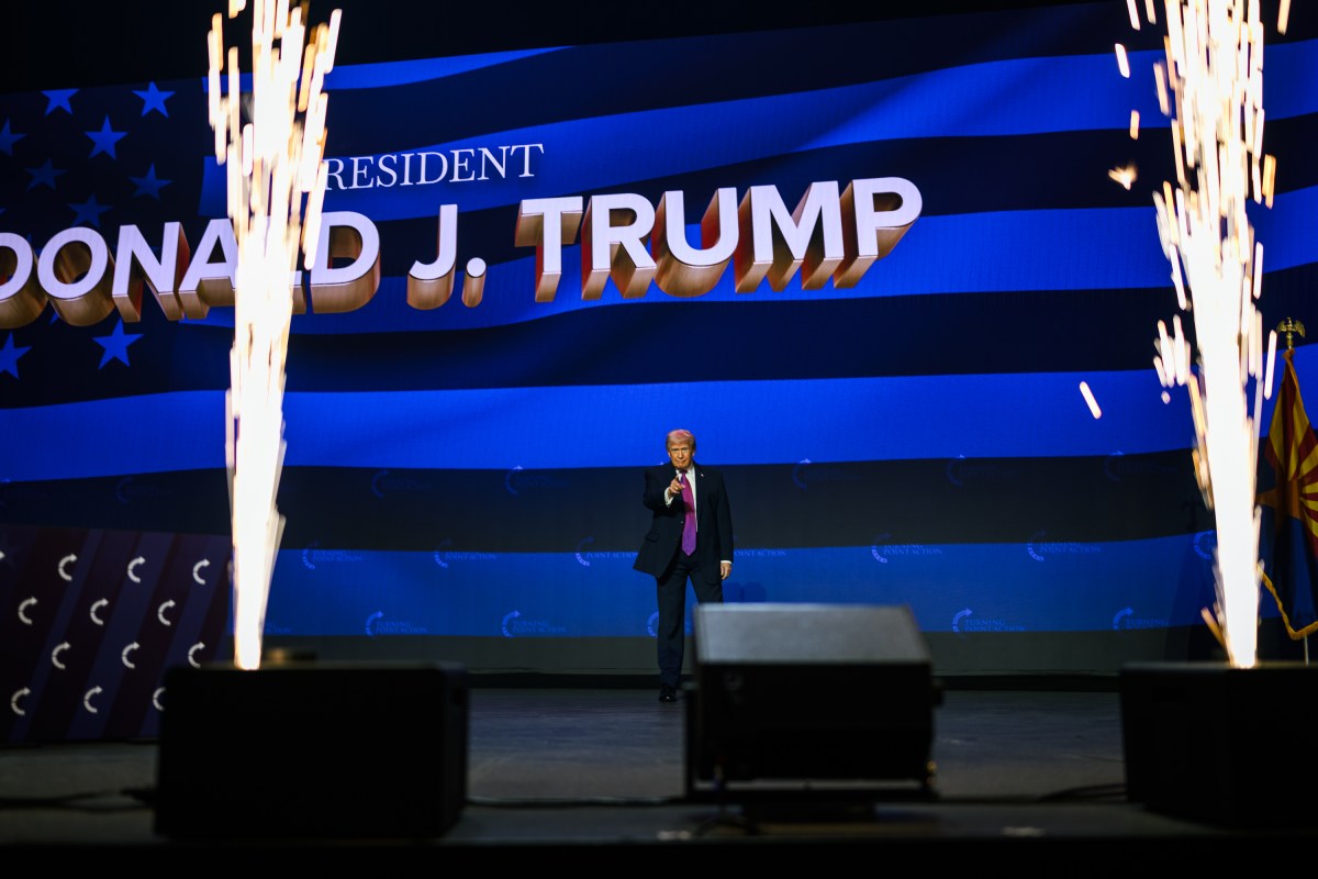President Donald J. Trump arrives on stage to deliver remarks at a Turning Point USA event at Dream City Church in Phoenix, Arizona on Friday, April 17, 2026. (Official White House Photo by Daniel Torok)