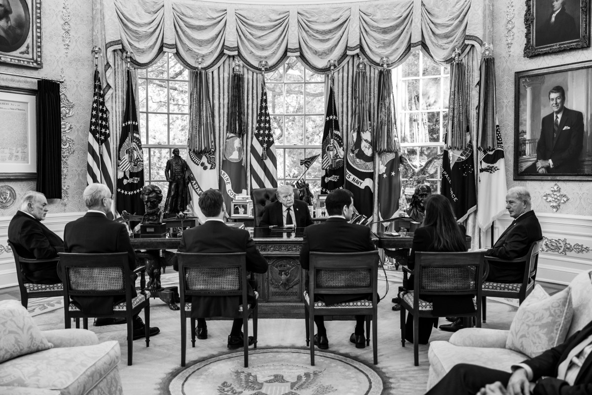 President Donald J. Trump meets with Lebanese Ambassador to the U.S. Nada Hamadeh, Israeli Ambassador to the U.S. Jay Michael Leiter, and U.S. Ambassador to Lebanon Michael Issa in the Oval Office, Thursday, April 23, 2026. (Official White House Photo by Joyce N. Boghosian)
