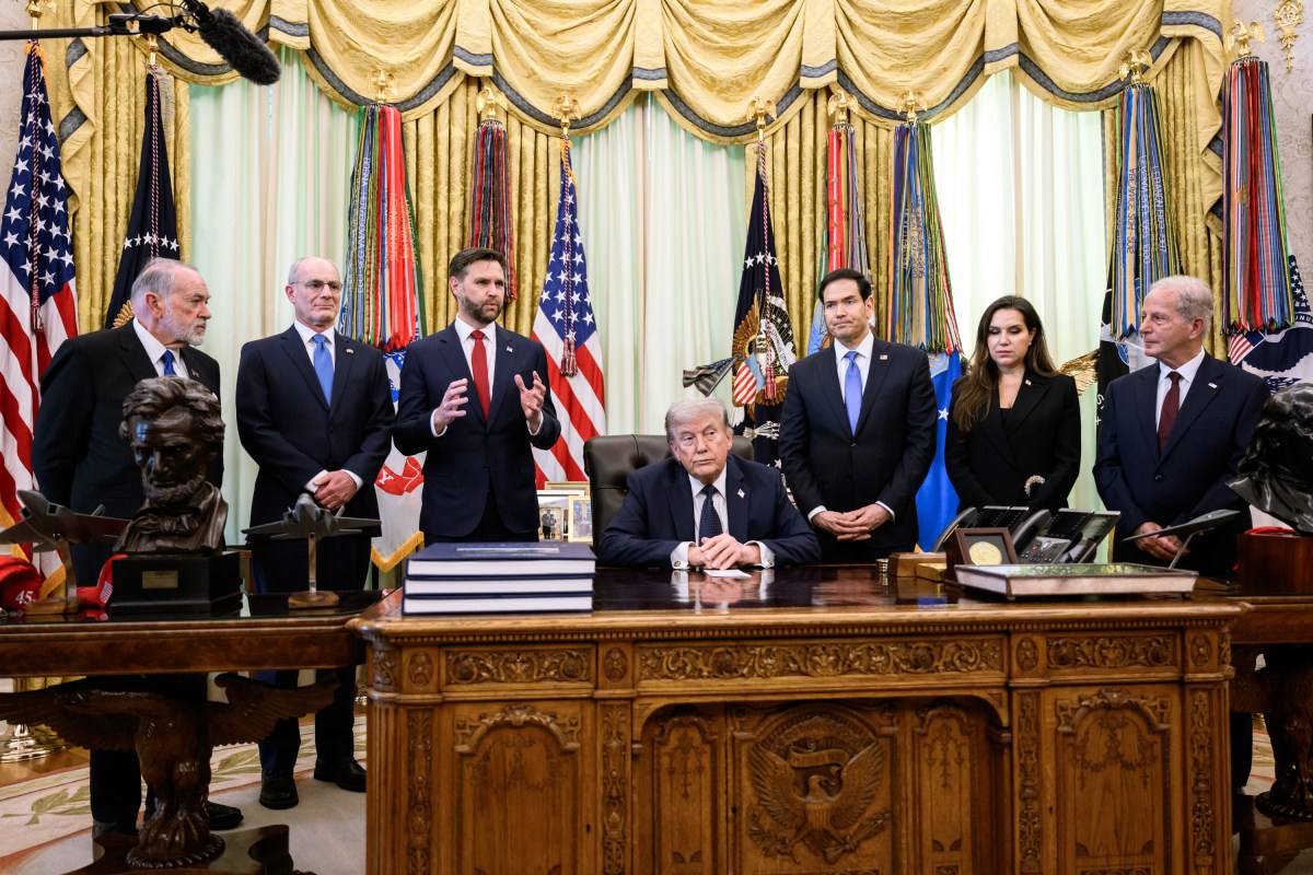 President Donald J. Trump meets with Lebanese Ambassador to the U.S. Nada Hamadeh, Israeli Ambassador to the U.S. Jay Michael Leiter, and U.S. Ambassador to Lebanon Michael Issa in the Oval Office, Thursday, April 23, 2026. (Official White House Photo by Joyce N. Boghosian)