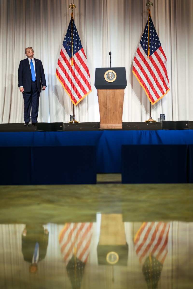 President Donald J. Trump delivers remarks at a Crypto conference at the Mar-a-Lago Club, Saturday, April 25, 2025, in Palm Beach, Florida. (Official White House Photo by Daniel Torok)
