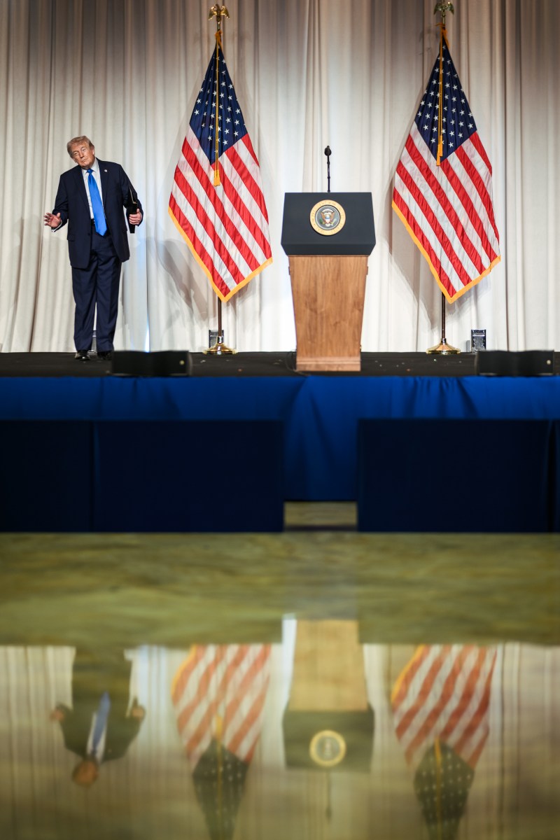 President Donald J. Trump delivers remarks at a Crypto conference at the Mar-a-Lago Club, Saturday, April 25, 2025, in Palm Beach, Florida. (Official White House Photo by Daniel Torok)