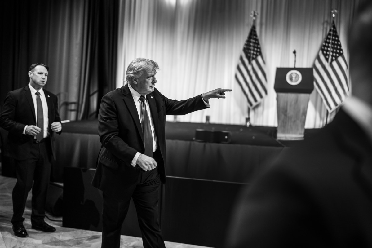 President Donald J. Trump speaks with guests after delivering remarks at a Crypto conference at the Mar-a-Lago Club, Saturday, April 25, 2025, in Palm Beach, Florida. (Official White House Photo by Daniel Torok)
