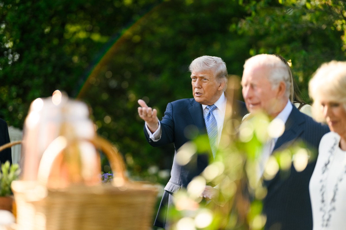President Donald J. Trump, First Lady Melania Trump, and King Charles III and Queen Camilla of the U.K. visit the White House beehives on the South Grounds, Monday, April 27, 2026. (Official White House Photo by Daniel Torok)