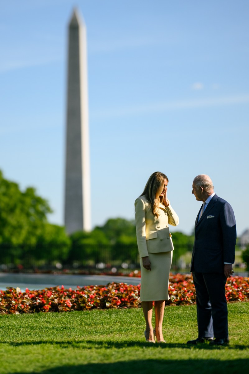 President Donald J. Trump, First Lady Melania Trump, escort King Charles III and Queen Camilla of the U.K. to their vehicles after visiting the White House beehives on the South Grounds, Monday, April 27, 2026. (Official White House Photo by Daniel Torok)