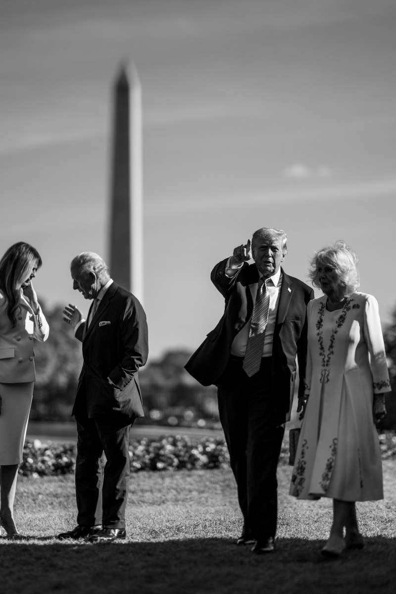 President Donald J. Trump, First Lady Melania Trump, escort King Charles III and Queen Camilla of the U.K. to their vehicles after visiting the White House beehives on the South Grounds, Monday, April 27, 2026. (Official White House Photo by Daniel Torok)