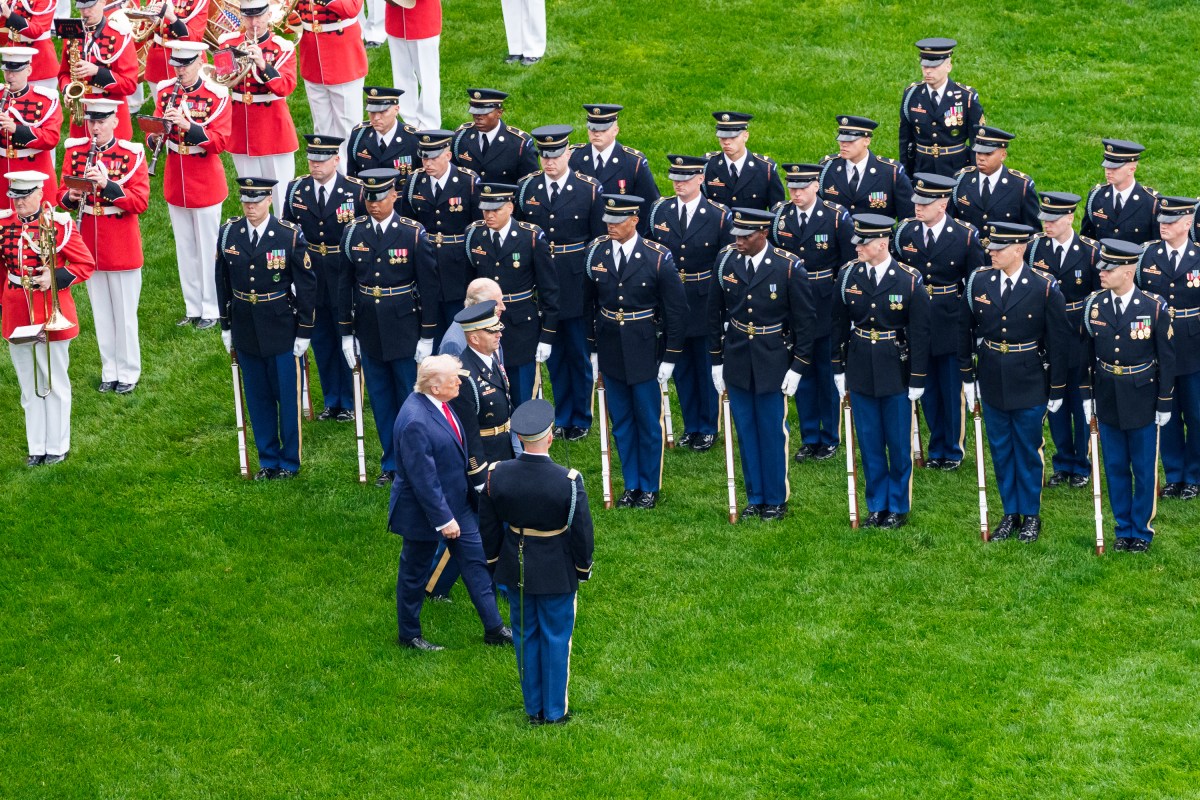President Donald J. Trump and King Charles III review the troops during a State Arrival ceremony on the South Lawn of the White House, Tuesday, April 28, 2026. (Official White House Photo by Abe McNatt)
