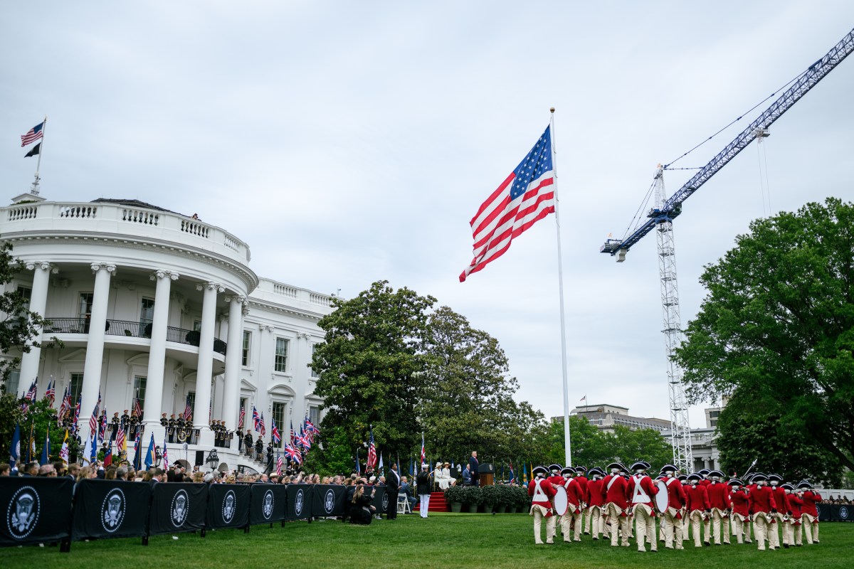 President Donald J. Trump and King Charles III review the troops during a State Arrival ceremony on the South Lawn of the White House, Tuesday, April 28, 2026. (Official White House Photo by Daniel Torok)