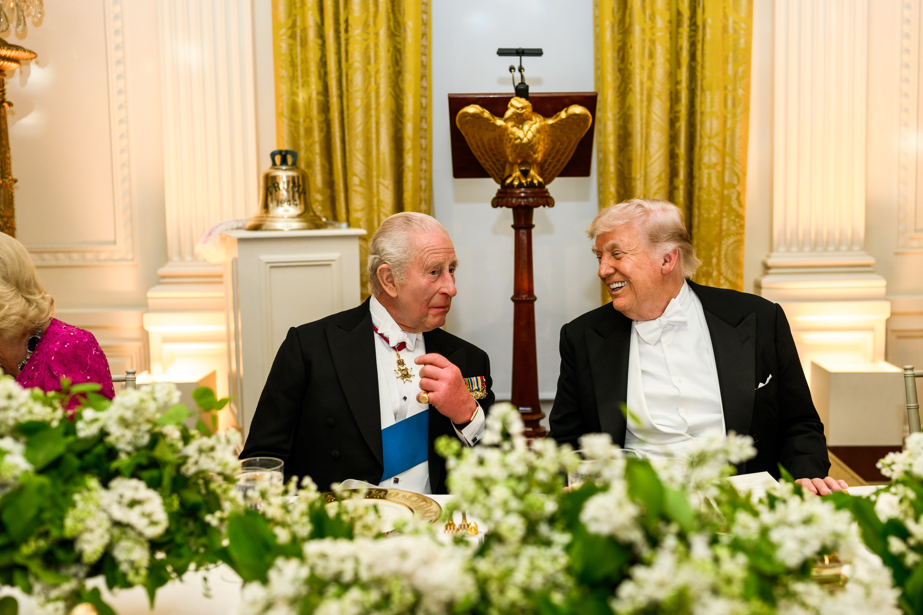 President Donald J. Trump and First Lady Melania Trump host a State Dinner for King Charles III and Queen Camilla of the United Kingdom, Tuesday, April 28, 2026, in the East Room of the White House. (Official White House Photo by Daniel Torok)