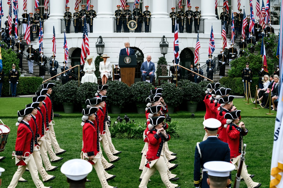 President Donald J. Trump and First Lady Melania Trump greet King Charles III and Queen Camilla of the United Kingdom at the South Portico during a State Arrival ceremony, Tuesday, April 28, 2026. (Official White House Photo by Joyce N. Boghosian)