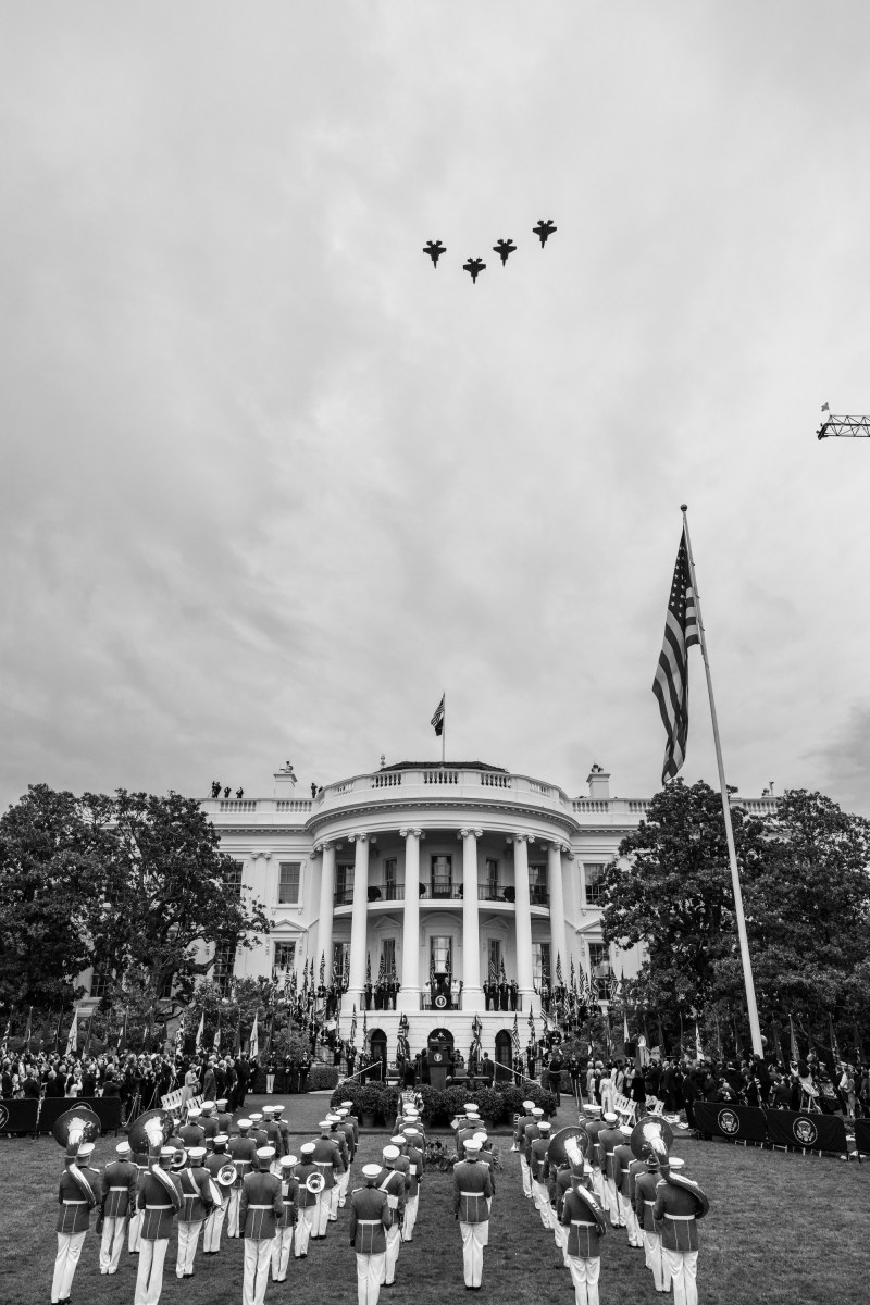 President Donald J. Trump and First Lady Melania Trump greet King Charles III and Queen Camilla of the United Kingdom at the South Portico during a State Arrival ceremony, Tuesday, April 28, 2026. (Official White House Photo by Joyce N. Boghosian)