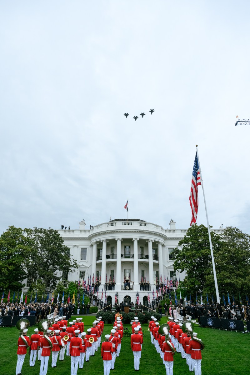 President Donald J. Trump and First Lady Melania Trump greet King Charles III and Queen Camilla of the United Kingdom at the South Portico during a State Arrival ceremony, Tuesday, April 28, 2026. (Official White House Photo by Joyce N. Boghosian)