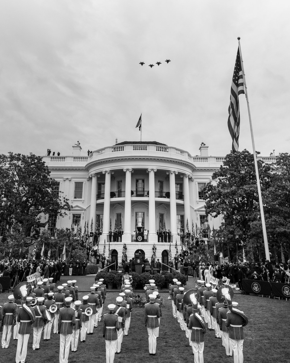 President Donald J. Trump and First Lady Melania Trump greet King Charles III and Queen Camilla of the United Kingdom at the South Portico during a State Arrival ceremony, Tuesday, April 28, 2026. (Official White House Photo by Joyce N. Boghosian)