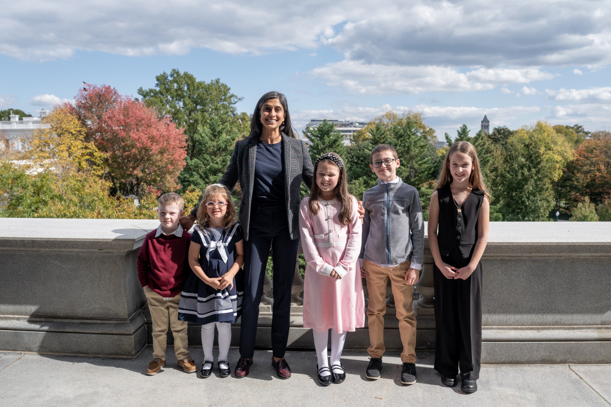 Second Lady Usha Vance meets with the winners of her summer book club at her office in the White House, Friday, October 24th, 2025.(Official White House Photo by Emily J. Higgins.)