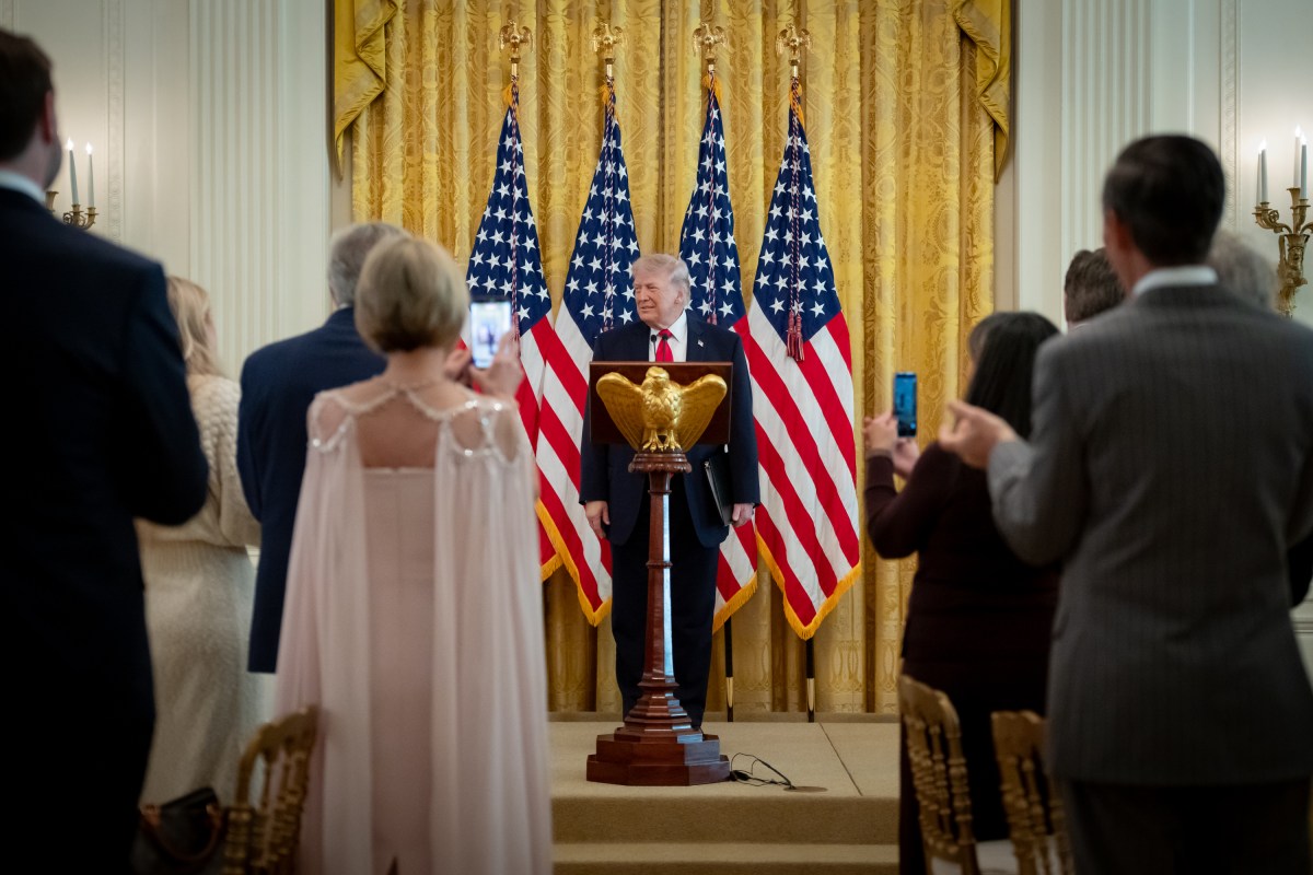 President Donald J. Trump delivers remarks in the East Room of the White House at a Faith Office Easter lunch, Wednesday, April 1, 2026. (Official White House Photo by Emily J. Higgins.)
