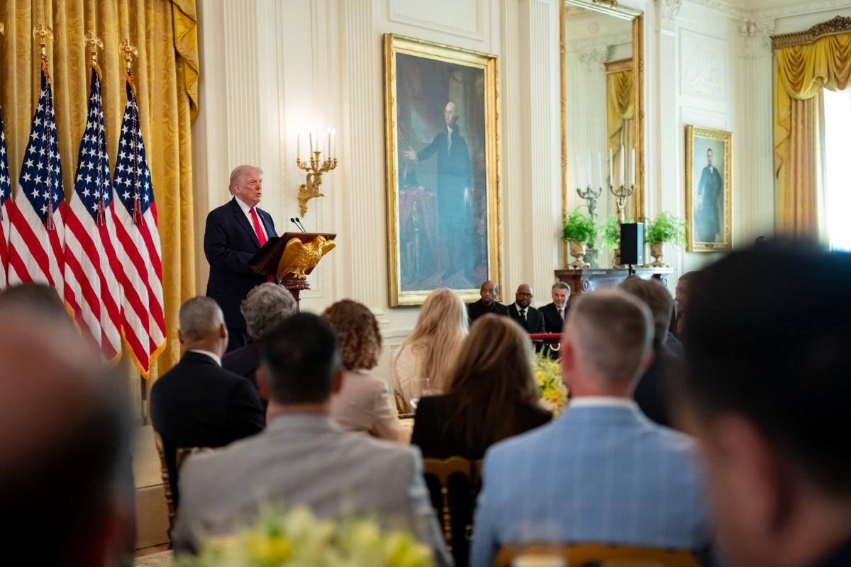 President Donald J. Trump delivers remarks in the East Room of the White House at a Faith Office Easter lunch, Wednesday, April 1, 2026. (Official White House Photo by Emily J. Higgins.)