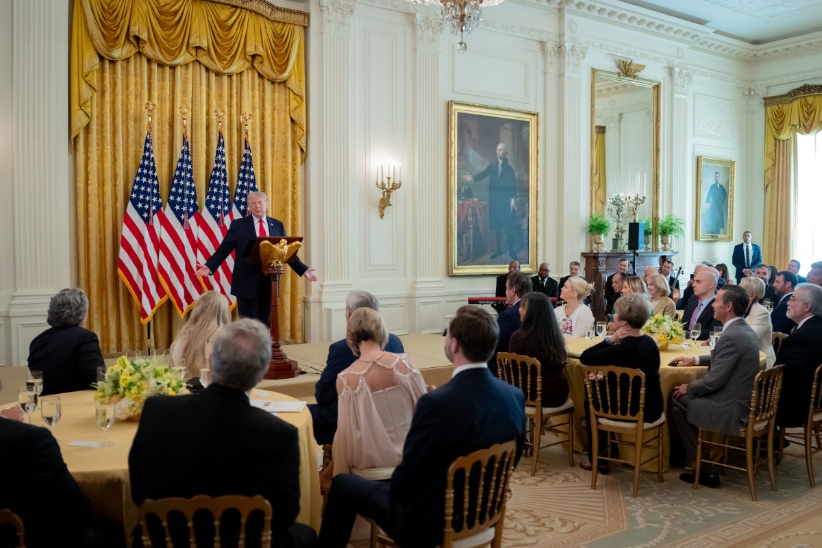 President Donald J. Trump delivers remarks in the East Room of the White House at a Faith Office Easter lunch, Wednesday, April 1, 2026. (Official White House Photo by Emily J. Higgins.)