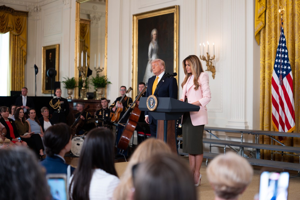 First Lady Melania Trump delivers remarks at a Military Mothers’ Day event, Wednesday, May 6, 2026, in the East Room of the White House. (Official White House Photo by Andrea Hanks)