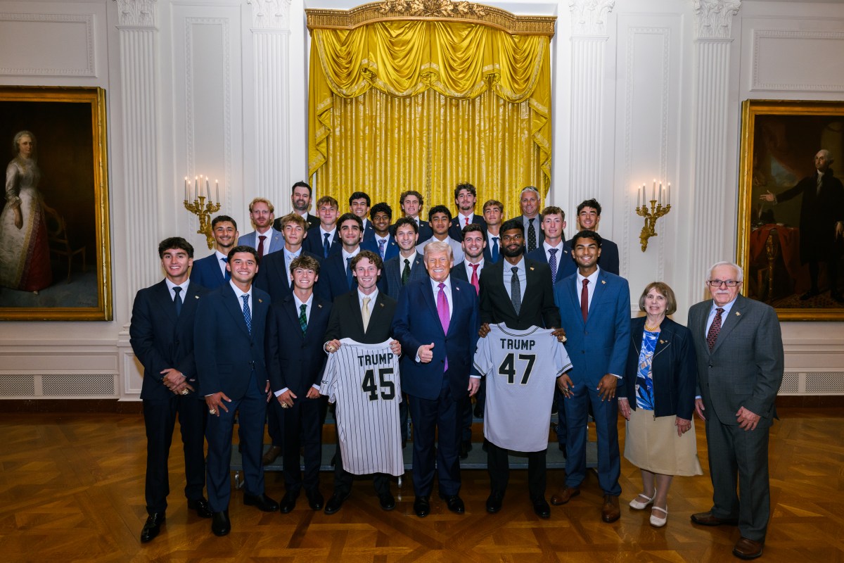 President Donald J. Trump poses with the Wake Forest Men’s Tennis team in the East Room for NCAA Collegiate National Champions Day at the White House, Tuesday, April 21, 2026. (Official White House Photo by Daniel Torok)