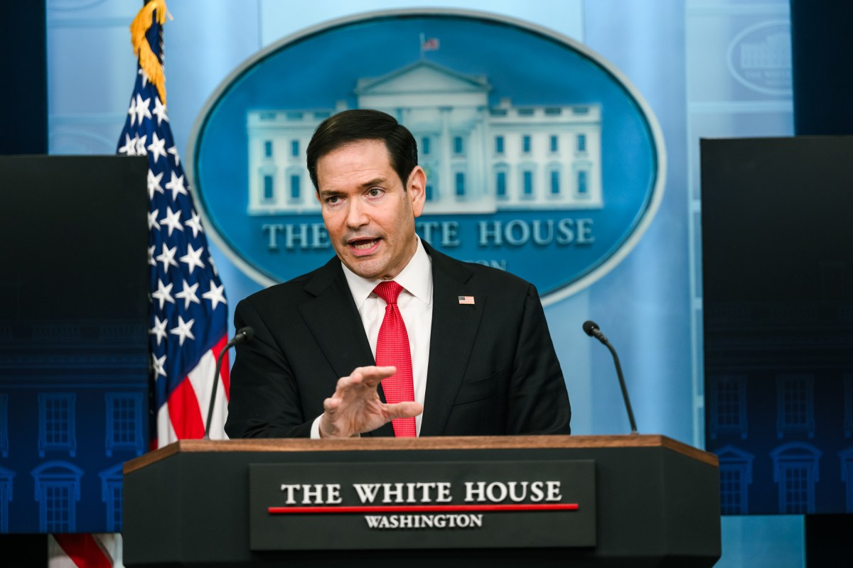 Secretary of State Marco Rubio delivers remarks to members of the media in the James S. Brady Press Briefing Room, Tuesday, May 5, 2026. (Official White House Photo by Molly Riley)