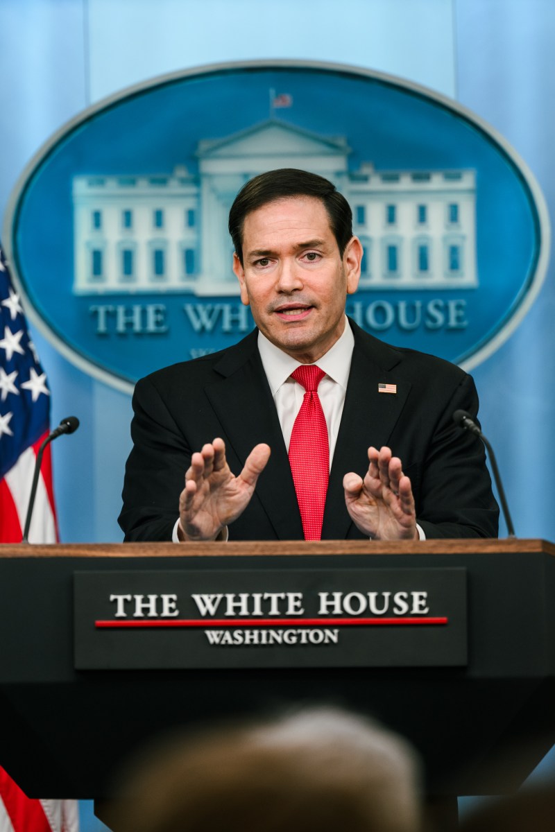 Secretary of State Marco Rubio delivers remarks to members of the media in the James S. Brady Press Briefing Room, Tuesday, May 5, 2026. (Official White House Photo by Molly Riley)