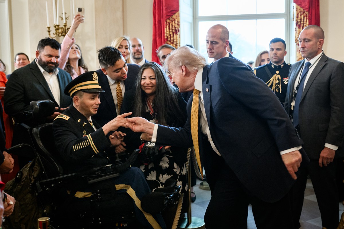 President Donald J. Trump speaks with guests after delivering remarks during a reception on the State Floor for the Trust for the National Mall, Wednesday, May 6, 2026. (Official White House Photo by Joyce N. Boghosian)