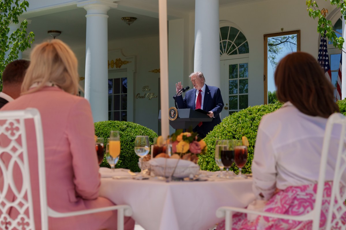 President Donald Trump hosts a Mothers Day luncheon in the Rose Garden at the White House, Friday, May 8, 2026. (Official White House Photo by Abe McNatt)