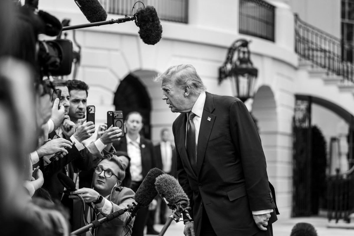 President Donald J. Trump speaks to members of the media before boarding Marine One on the South Lawn of the White House, Friday, May 8, 2026, en route Trump National Golf Club Washington D.C. in Sterling, Virginia. (Official White House Photo by Joyce N. Boghosian)