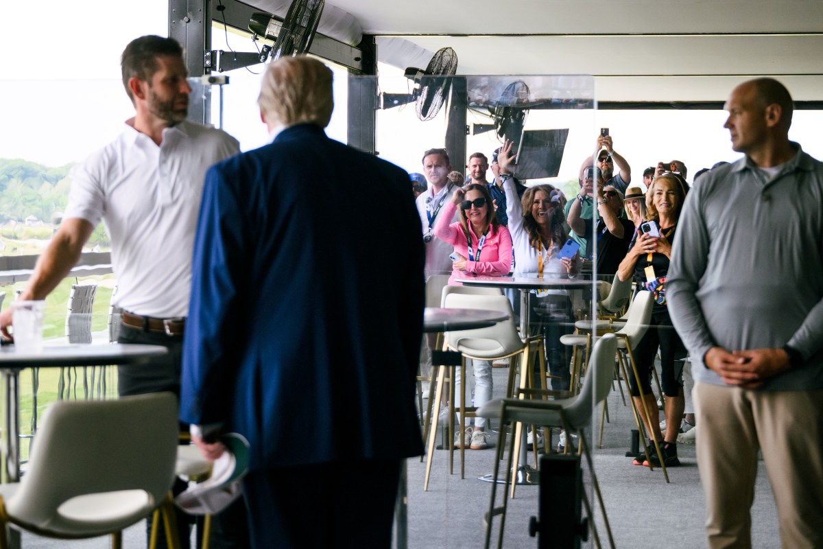 President Donald J. Trump watches the LIV Golf tournament at Trump National Golf Club Washington D.C. in Sterling, Virginia on Saturday, May 9, 2026. (Official White House Photo by Molly Riley)