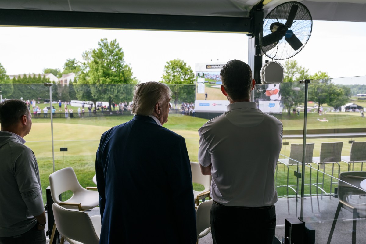 President Donald J. Trump watches the LIV Golf tournament at Trump National Golf Club Washington D.C. in Sterling, Virginia on Saturday, May 9, 2026. (Official White House Photo by Molly Riley)