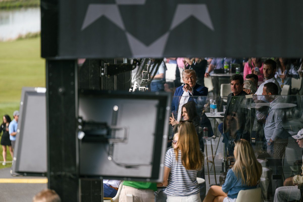 President Donald J. Trump watches the LIV Golf tournament at Trump National Golf Club Washington D.C. in Sterling, Virginia on Saturday, May 9, 2026. (Official White House Photo by Molly Riley)