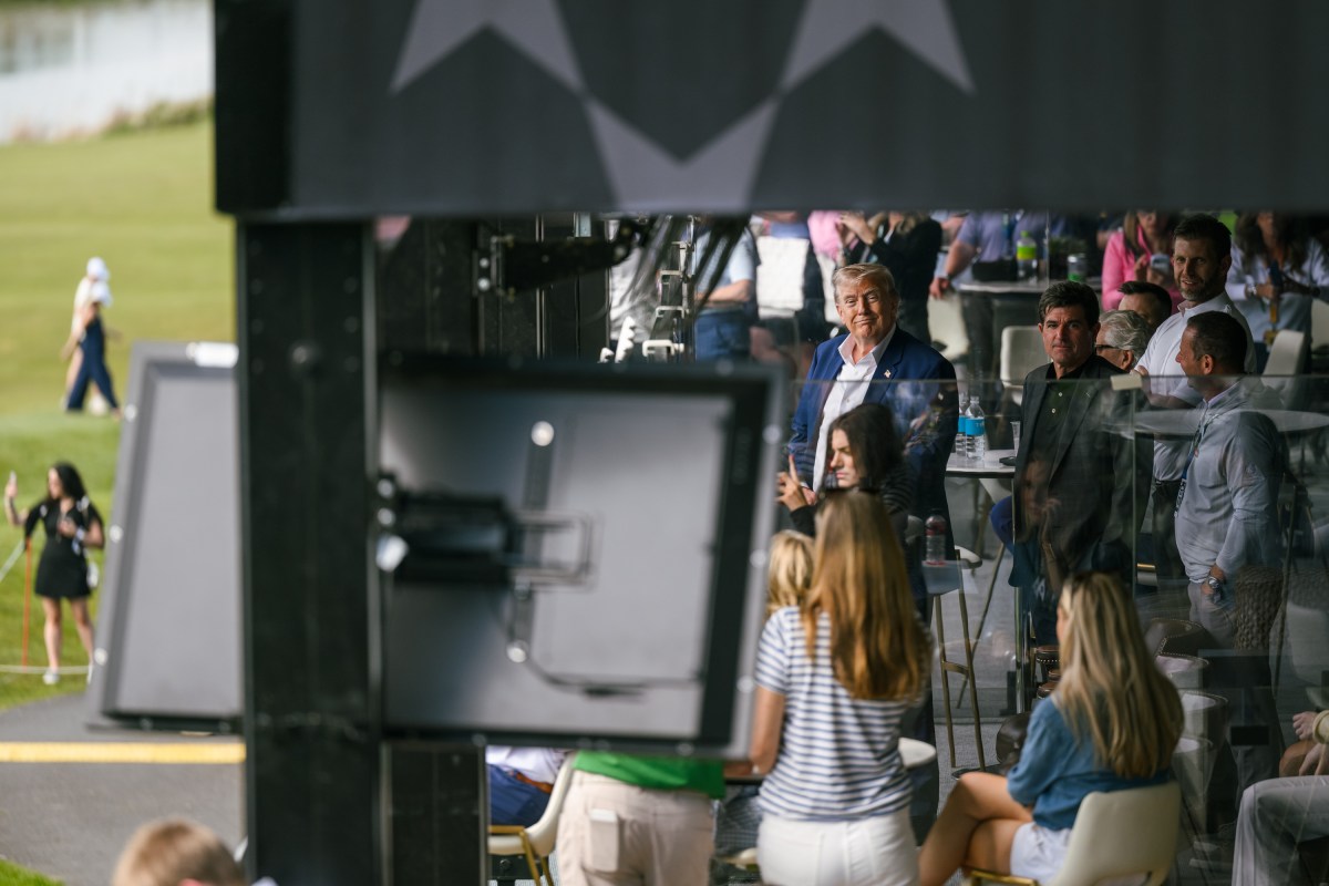 President Donald J. Trump watches the LIV Golf tournament at Trump National Golf Club Washington D.C. in Sterling, Virginia on Saturday, May 9, 2026. (Official White House Photo by Molly Riley)