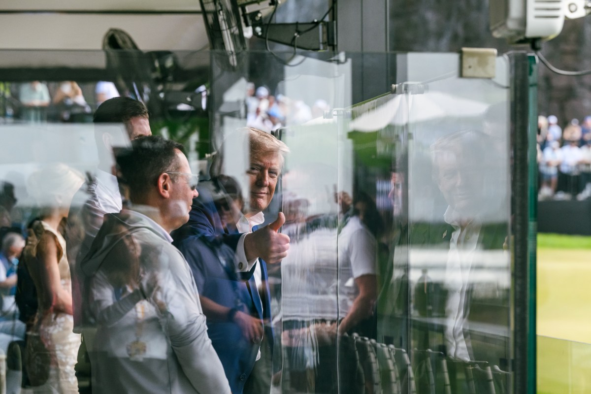 President Donald J. Trump watches the LIV Golf tournament at Trump National Golf Club Washington D.C. in Sterling, Virginia on Saturday, May 9, 2026. (Official White House Photo by Molly Riley)