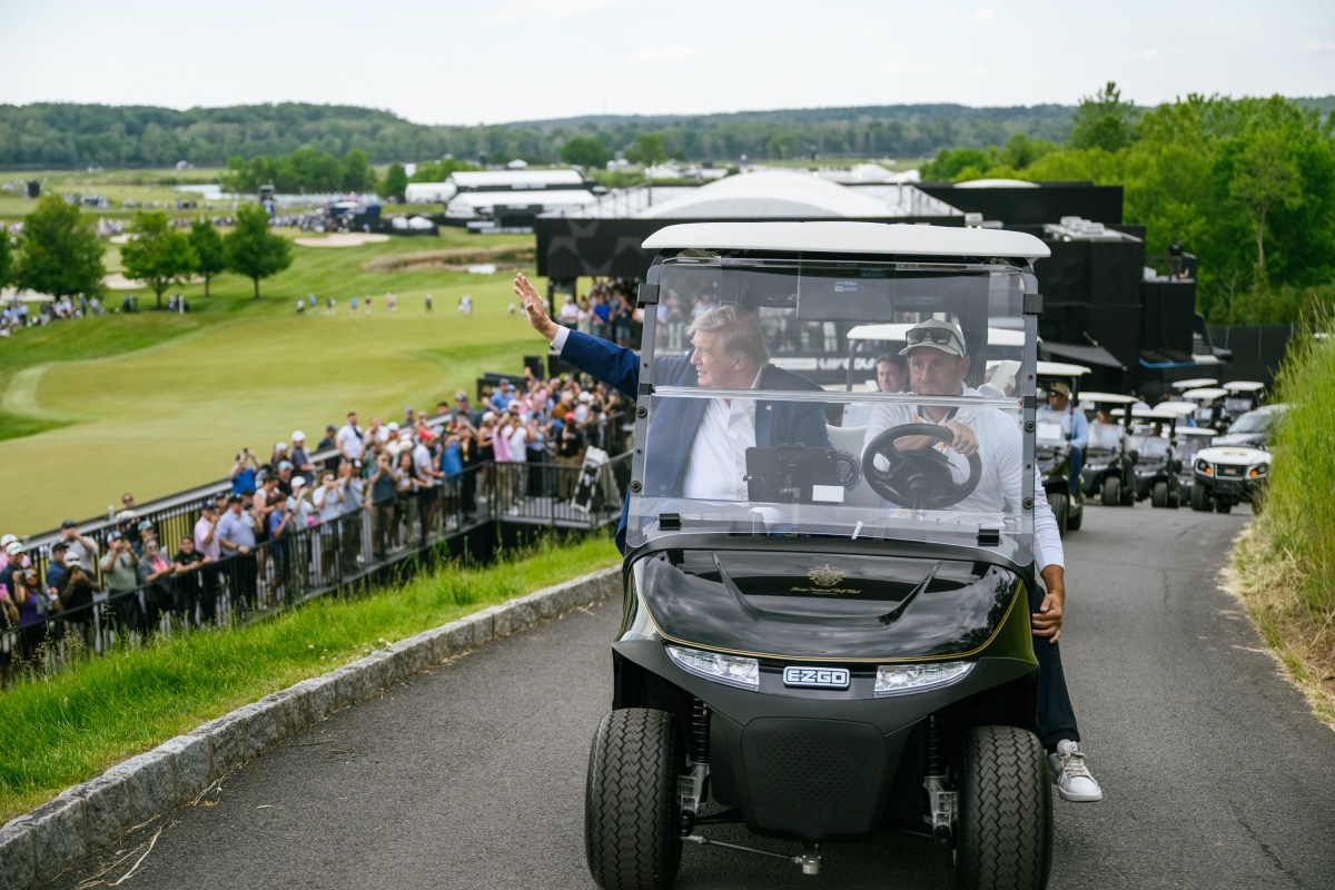 President Donald J. Trump watches the LIV Golf tournament at Trump National Golf Club Washington D.C. in Sterling, Virginia on Saturday, May 9, 2026. (Official White House Photo by Molly Riley)