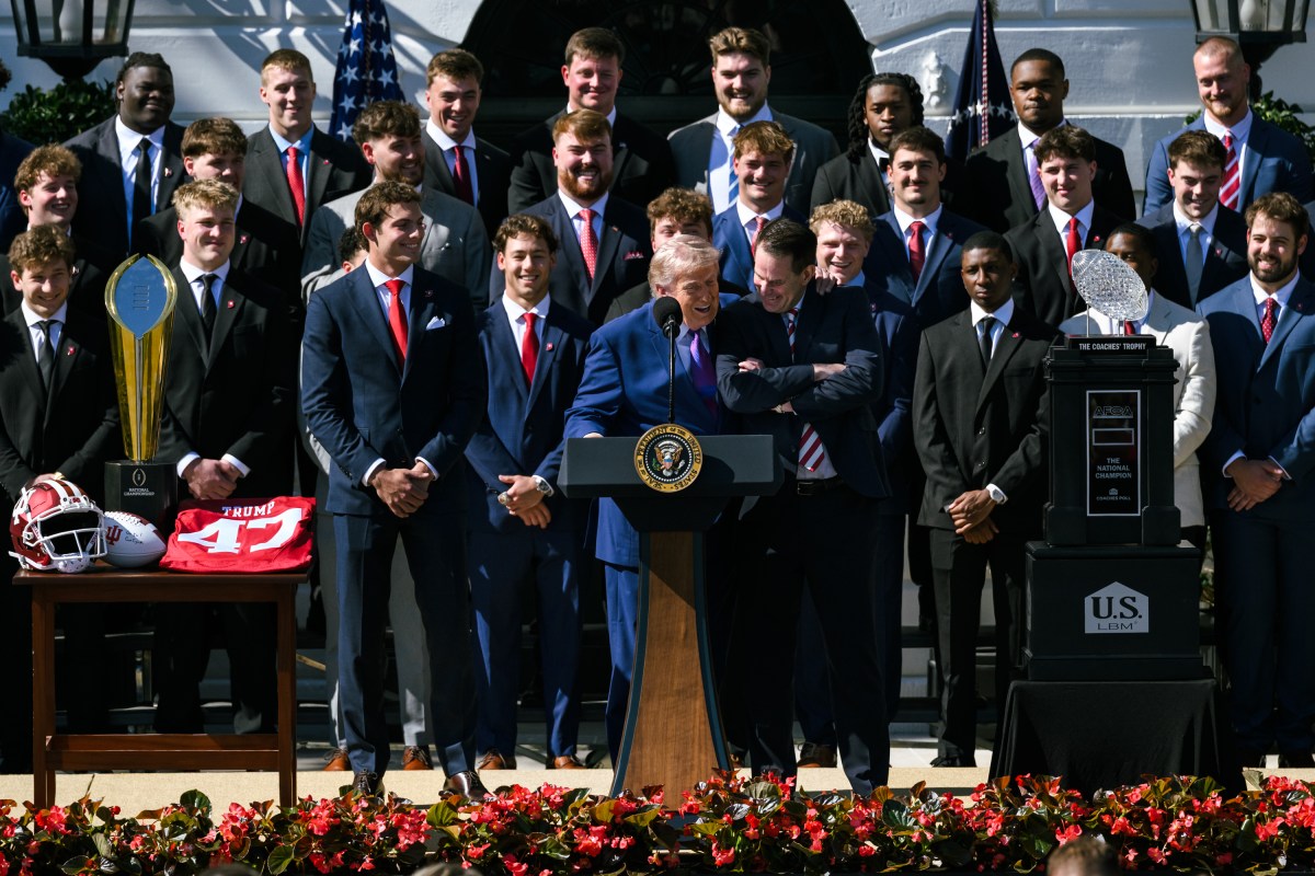 President Donald J. Trump delivers remarks at an event celebrating the 2025 College Football Champions, the Indiana University Hoosiers, Monday, May 11, 2026, on the South Lawn of the White House. (Official White House Photo by Joyce N. Boghosian)