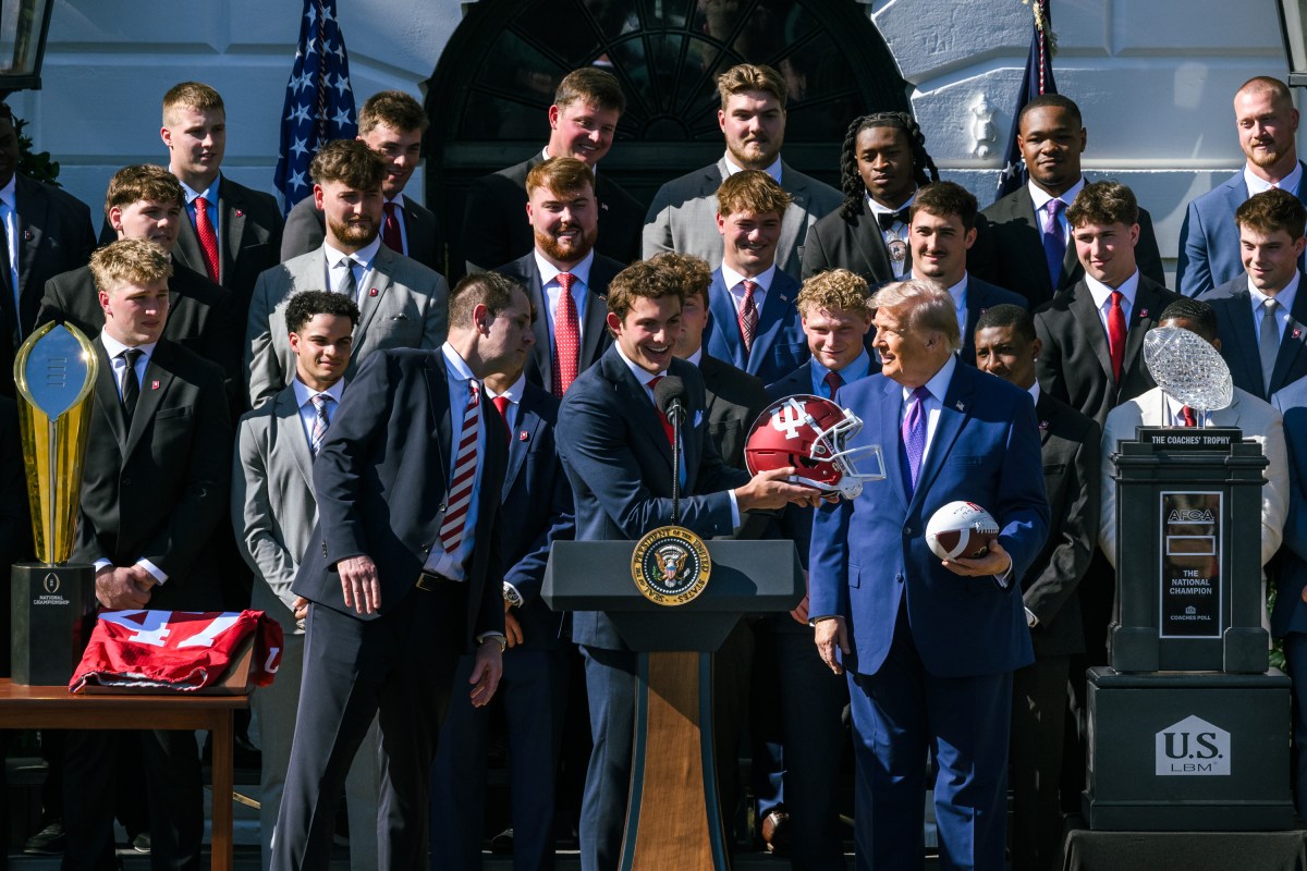 President Donald J. Trump delivers remarks at an event celebrating the 2025 College Football Champions, the Indiana University Hoosiers, Monday, May 11, 2026, on the South Lawn of the White House. (Official White House Photo by Joyce N. Boghosian)