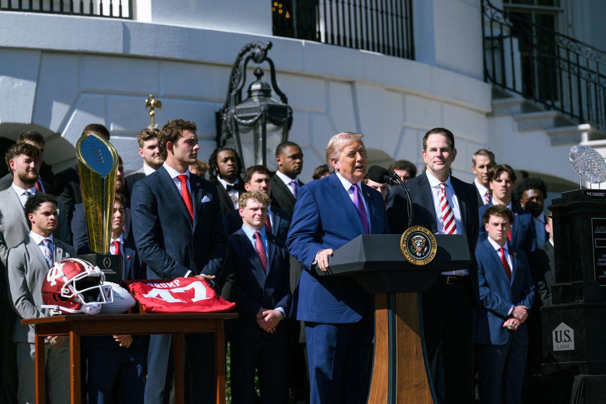 President Donald J. Trump delivers remarks at an event celebrating the 2025 College Football Champions, the Indiana University Hoosiers, Monday, May 11, 2026, on the South Lawn of the White House. (Official White House Photo by Molly Riley)