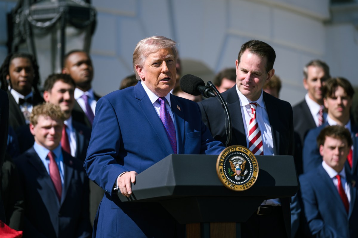 President Donald J. Trump delivers remarks at an event celebrating the 2025 College Football Champions, the Indiana University Hoosiers, Monday, May 11, 2026, on the South Lawn of the White House. (Official White House Photo by Molly Riley)