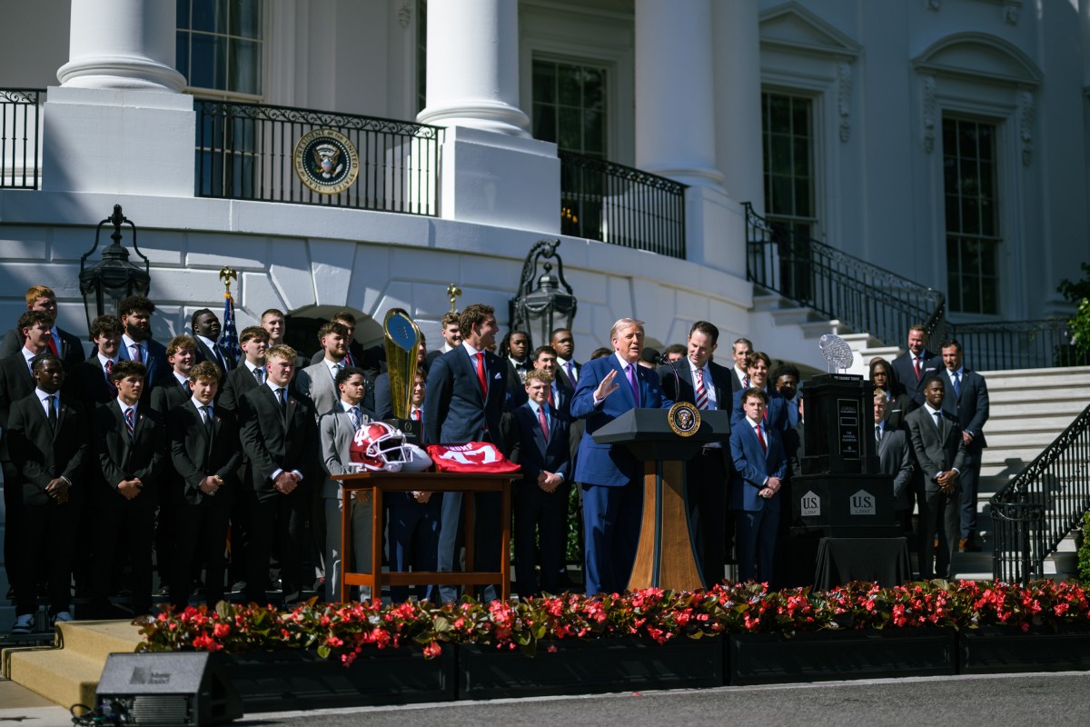 President Donald J. Trump delivers remarks at an event celebrating the 2025 College Football Champions, the Indiana University Hoosiers, Monday, May 11, 2026, on the South Lawn of the White House. (Official White House Photo by Molly Riley)