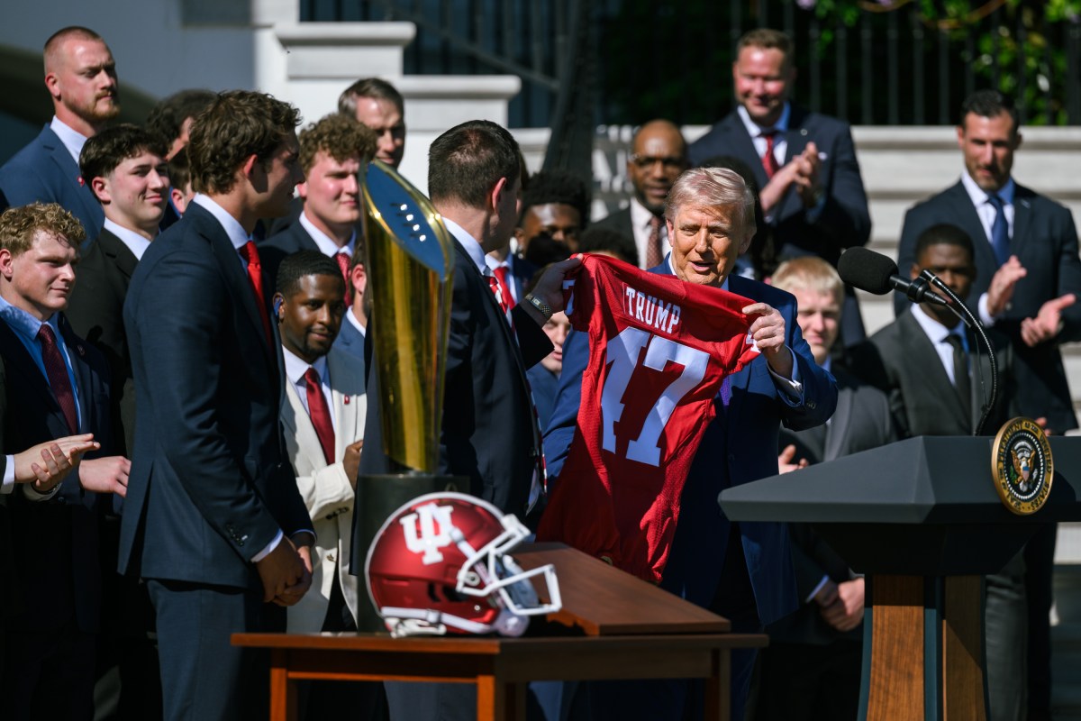 President Donald J. Trump delivers remarks at an event celebrating the 2025 College Football Champions, the Indiana University Hoosiers, Monday, May 11, 2026, on the South Lawn of the White House. (Official White House Photo by Molly Riley)
