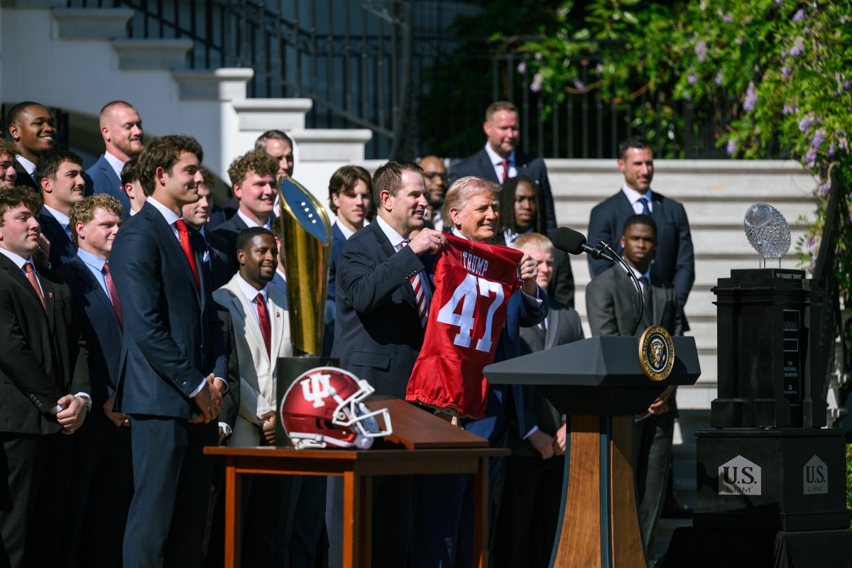 President Donald J. Trump delivers remarks at an event celebrating the 2025 College Football Champions, the Indiana University Hoosiers, Monday, May 11, 2026, on the South Lawn of the White House. (Official White House Photo by Molly Riley)